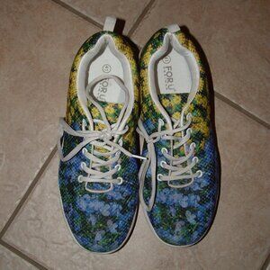 Womens Sz 41 (or Sz 10) Floral Print Lace Up Rocker Sneakers FOR U DESIGNS